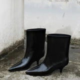KYLETHOMASW  -  Burgundy Patent Leather High-Top Long Boots For Women Wine Red Pointed Toe Slip On Botas Largas De Mujer Kitten Low Heels Mature