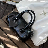 KYLETHOMASW  -  Vintage Pu Leather Black Messenger Bag Women New Retro Handle  Crossbody Bags Ladies Boston Pillow Y2k Handbag Aesthetic