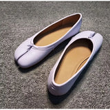 KYLETHOMASW  -  Split Toe Women Ballet Flats Fashion Tabi Shoes Casual Slip-on Loafers Ladies Pleated Leather Espadrilles Zapatillas Mujer