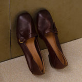 KYLETHOMASW  -  Square Toe Loafers Shoes Woman Soft Leather Retro Sandals Shallow Summer Trend Soft Sole Shoes Comfort Zapatillas De Mujer