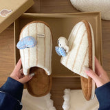 KYLETHOMASW  -  New Cute Puppy Plush Cotton Slippers for Women's Winter Indoor Home Warmth Lightweight and Comfortable Slippers