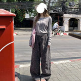 KYLETHOMASW  -  2025 Summer Hot Retro Internet Celebrity Korean New Straight Tube Loose Wave Embroidery Casual Pants Trend