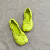 KYLETHOMASW  -  Autumn New Women bowknot Asakuchi Flat Shoes Fashion Split Toe Flats Shoes Women Slip On Casual Loafers Shoes Ballet Shoes