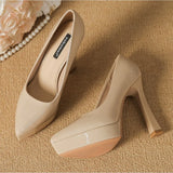 KYLETHOMASW  -  High Heels Women's Spring Autumn Waterproof Table High Heel Pumps Women's Pointed Toes Thin Heels Bridesmaid Work Shoes Women