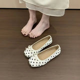 KYLETHOMASW  -  Spring Polka Dot Women Ballet Flats Comfortable Square Toe Style Soft Sole Ladies Dress Shoes