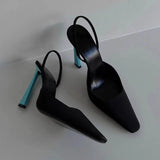 KYLETHOMASW  -  Spring and summer new pointed small square head back trip with silk single shoes thin high-heeled banquet dress women's sandals