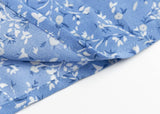 KYLETHOMASW  -  Retro French Style Blue Floral Print Square Collar Dress Puff Sleeve Elastic Ruched Chest Woman Dresses Holiday Robe Female