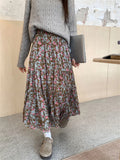 KYLETHOMASW  -   Winter Loose Maxi Skirts Women Chic Florals New Daily High Waist Streetwear Chic  Casual Printed Gentle Sweet