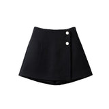 KYLETHOMASW  -  Autumn Winter Patchwork Zipper A-line Shorts Solid High Waist Button A-line Wide Leg Pants Skirt Fashion Casual Women Clothing