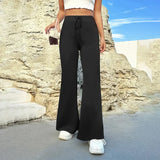 Kylethomasw  Winter Pink High Waist Wide-leg Pants Casual Loose For Women  Drawstring Long Pants Y2k Street Straight-leg Pants