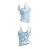 KYLETHOMASW  -  New Y2K Womens Streetwear Angel Wings Sexy Retro Halter Vest Light Blue 3D Relief Embroidered Camisole Fairy Camisole Tops