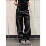 KYLETHOMASW  -  Women's Black Baggy Jeans Wide Fit Ripped Denim Pants Y2K Japanese Harajuku 2000s High Street Goblin Core American Retro
