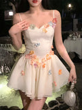 KYLETHOMASW  -  Sweet Kawaii Floral Evening Party Dress Women French Elegant Mini Dress korean Fashion Slim Causal Retro One Piece Dress Summer