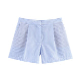 KYLETHOMASW  -  High Waist Casual Loose Women's Shorts Striped Summer Fashion Comfortable Polyester Thin Stripe Patterned Loose Fit