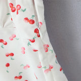 KYLETHOMASW  -  Sexy White With Red Cherry Print V neck Mini Tank Dress Women Slim Waist A-Lined Sleeveless Short Robe Holiday