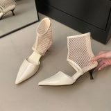 KYLETHOMASW  -  Female Low Heel Footwear Women Ankle Sandals Boots Shoes Zippers Fashion Pointed Toe Modern Ladies Sandals Booties Heeled Shoes