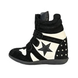 KYLETHOMASW  -  Trend Wedge Women's Sneakers Hidden Heel 7CM High Top Star Rivet Decor Suede Women's Shoes Velcro Platform Casual Women's Boots