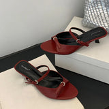 KYLETHOMASW  -  Fashion Shallow Elegant Women Low Heel Pumps Shoes Casual Female Slides Footwear Slip On Ladies Heeled Sandals Shoes