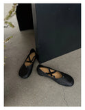 KYLETHOMASW  -  Cross Strap Ballet Flats 2025 Summer Breathable Flats Vintage Soft Leather Mary Jane Flats