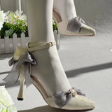 KYLETHOMASW  -  high heels for woman green purple wedding heels bow bridal heels designer shoes Lolita cosplay heels y2k heels rose