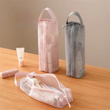 KYLETHOMASW  -  with Handy Handle Mesh Toiletry Bag Breathable Foldable Toiletry Storage Bag Cosmetic Brush Bag Quick Dry Washing Handbag