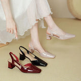 KYLETHOMASW  -  New Square Head Red Coarse Heel French Strap Top Sandals for Women in Summer