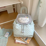 KYLETHOMASW  -  Kawaii Plush Puppy Polka Dot Drawstring Backpack Plaid Flap Mini Bag Light Handheld Shoulder Backpack Student Daily Cute Gift