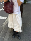 KYLETHOMASW  -  Fashion Solid Simple A-line Women Skirts Summer Elegant Causal Design Lace Spliced Long Skirts