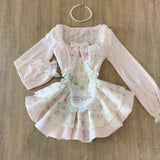 KYLETHOMASW  -  Spring Summer Japanese Kawaii Sweet Elegant 3 Peice Sets Women Print Design Mini Dress Suit Female Chic Korean Popular Clothes