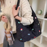 KYLETHOMASW  -  Cartoon Embroidered Saddle Bags for Woman Casual Commuter Sac Femme Shoulder Crossbady Bag Bolsos mujer Casual Bolsas Bolsa