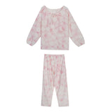 KYLETHOMASW  -  Sweet Princess Style Sleepwear Women Spring New Dyed Flower Long Sleeved Lace Up Two-piece Home Outfit