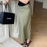 KYLETHOMASW  -  100% Cotton Summer Long Trumpet Skirts Women Flattering High Waist Wrap Hips Skirt Female 2024