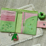 KYLETHOMASW  -  Women Fabric Short Wallet Cute Apple Strawberry Embroidery Passport Clutch Multi Card Slots Zipper Coin Purse Snap Button Purse