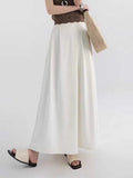 KYLETHOMASW  -  Elegant High Waist White Half Skirt Women's Spring Summer New plus Size Draping Slimming Wide Leg Skirt Pants Casual Cotton