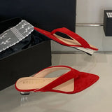 KYLETHOMASW  -  New In Fashion Pointed Toe Women Wedges Slippers Female Flip flops Slides Ladies Low Heel Wedges Slippers Sandals Shoes Pumps