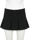 KYLETHOMASW  -  All Match Black Button Pleated Mini Skirts Streetwear Casual Harajuku Solid Shorts Skirt Women Japanese 2000s Style Y2k