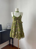 KYLETHOMASW  -  Sweet Lolita Kawaii Mini Dress Women Floral Lace Ruffle Tiered Cake Skirt V Neck Bowknot Spaghetti Strap Vacay Daily Fashion