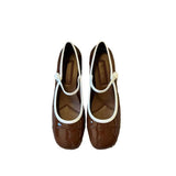 KYLETHOMASW  -  Japanned Leather Mary Janes Woman Color Block High Heels Shoes Ladies Belt Buckle Tacones Wedges Chunky Heeled Escarpins Mujer