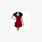 KYLETHOMASW  -  Women's Cleanfit A-Line Dress Summer 2025 Orange Bells Design Slimming Waist Square Collar Bubble Sleeve Fashionable Dress