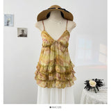 KYLETHOMASW  -  Vacation Spicy Girl Pure Desire Style Floral Camisole Vest Women Summer 2025 Ruffled Edges Loose Age Reducing Top