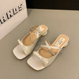 KYLETHOMASW  -  Women Butterfly-knot High Heel Fashion Summer Satin Slippers Ladies Outdoor Slip on Slipper Thin Sandal Dress Slides Shoes