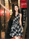 KYLETHOMASW  -  Vintage Y2k Mini Dress Women Casual Plaid Bow Sleeveless Vest Dress French High Waist Streetwear Style Dress 2024 Summer Fashion