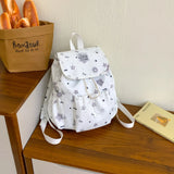 KYLETHOMASW  -  Women Small Nylon Cartoon Print Drawstring Backpack Casual Cute Flap Daypack for School & Daily Use New Trend Backpacks
