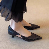 KYLETHOMASW  -  Spring New Arrival Sweet Elegant Shoes Women Low Heel Pointed Toe Soft Leather Women's Shoes Sandals Hollow Out  Single Shoes 2