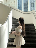 KYLETHOMASW  -  Elegant Lace Trim One Shoulder Top And Skirt Set Spring Fashion Ensemble Short Sleeve Hong Kong Style for Adults