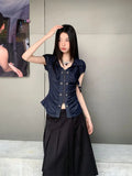 KYLETHOMASW  -  Aesthetics Zipper T-shirt Trashy Y2k Irregular Tops Vintage Wasteland Punk Short Sleeve Tee Shirt American Retro
