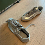KYLETHOMASW  -  Spring New Silver Loafers Round Toe Flat Lace-up Soft and Comfortable Daily Leisure Sports Office Commuter Lady Single Shoe