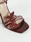 KYLETHOMASW  -  New Diamond Burgundy Sandals 11CM/4.5inch Heel Woman Stiletto High Heels Banquet Party Pumps Shoes