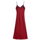 KYLETHOMASW  -  Sexy Women Ruffle V Neck Red Sling Long Dress Fashion Backless Sleeveless Elegant A-line Party Maxi Vestidos Summer