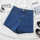 KYLETHOMASW  -  Women High Waist Cuffed Denim Shorts Korean Basic Slim Wide Leg Hot Pants For Summer Daily Wear